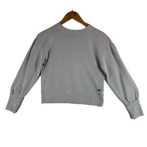 Albion Women's Honeycomb Textured Puff Sleeve Serena Top Black White XS